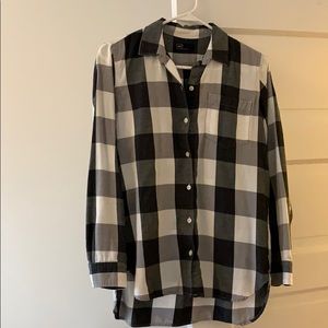 Black and white buffalo checked button down